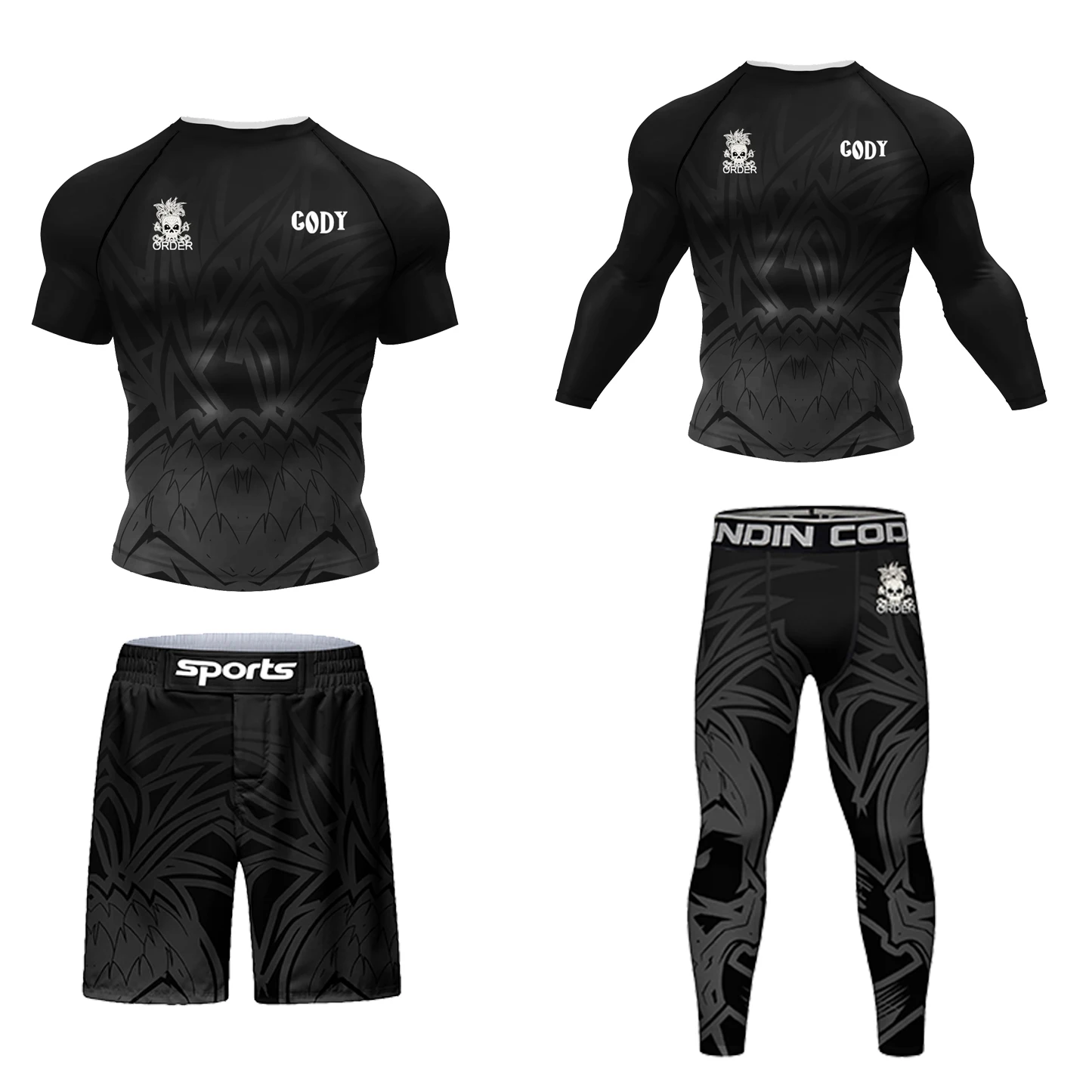 Sublimation Printing New Boxing MMA Rash Guard Jiu jitsu T-shirt Set Kickboxing Jerseys Sport BjJ Gi Muay Thai Shorts Sportsuit