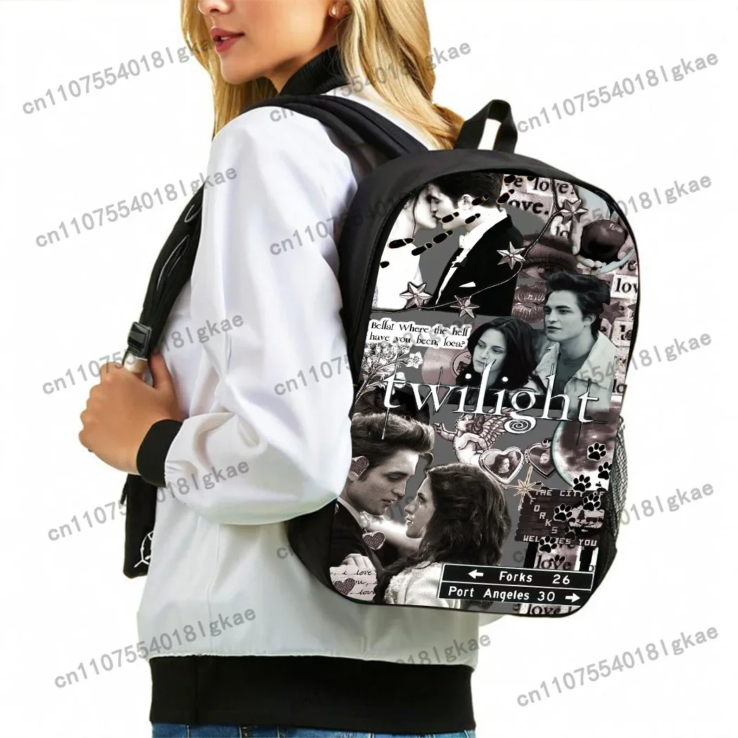 3pcs Twilight Themed Large Capacity Oxford Cloth Travel Bag with Laptop Compartment, Unisex School Backpack with Pencil Case and