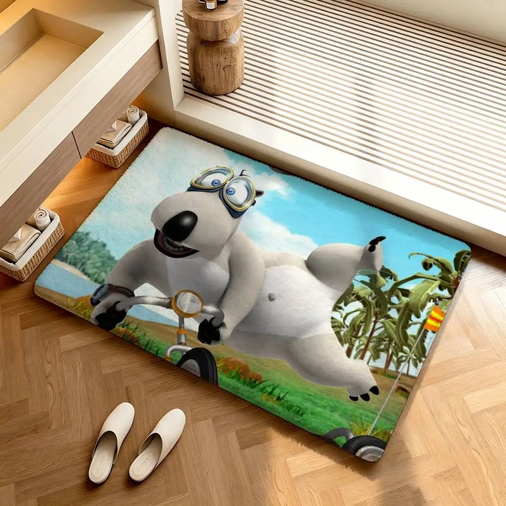 C-Cartoon B-Bernard Bear  Shower Room Absorbent Small Floor Mat Soft Comfortable Decorative Foot Mat