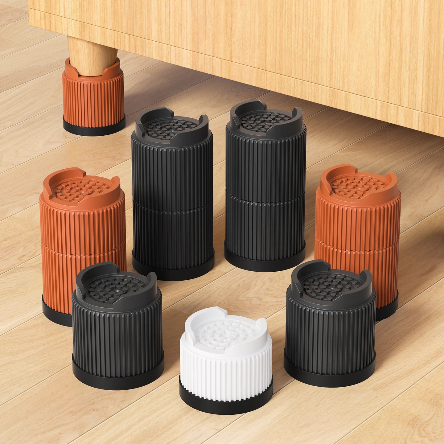 4PCS Multi-Purpose Round Furniture Risers | Non-Slip, Quiet & Moisture-Proof Height Extenders for Beds, Sofas, Tables