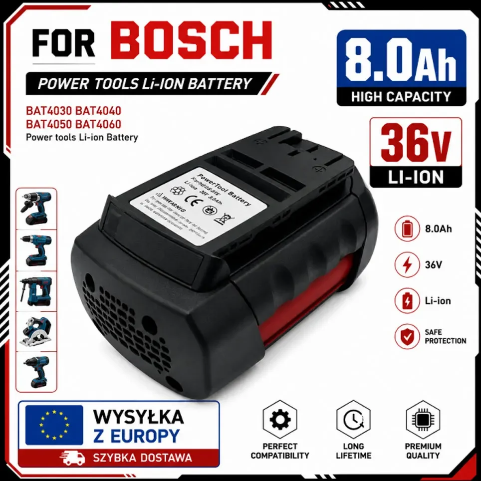 36V Akku für Bosch BAT810 BAT840 8.0AH Wiederaufladbarer Lithium-Ionen-Ersatzakku D-70771 BAT836 BAT818 2607336003