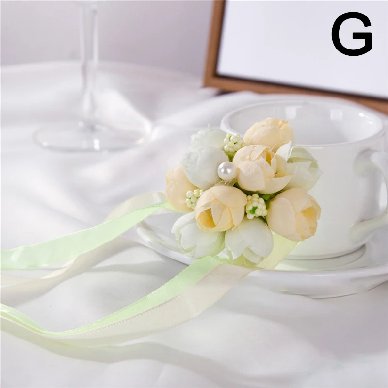 Girls Bridesmaid Wrist Corsages Silk Flower Wrist Corsage Bracelet Wedding Dancing Banquet Party Events Accessories