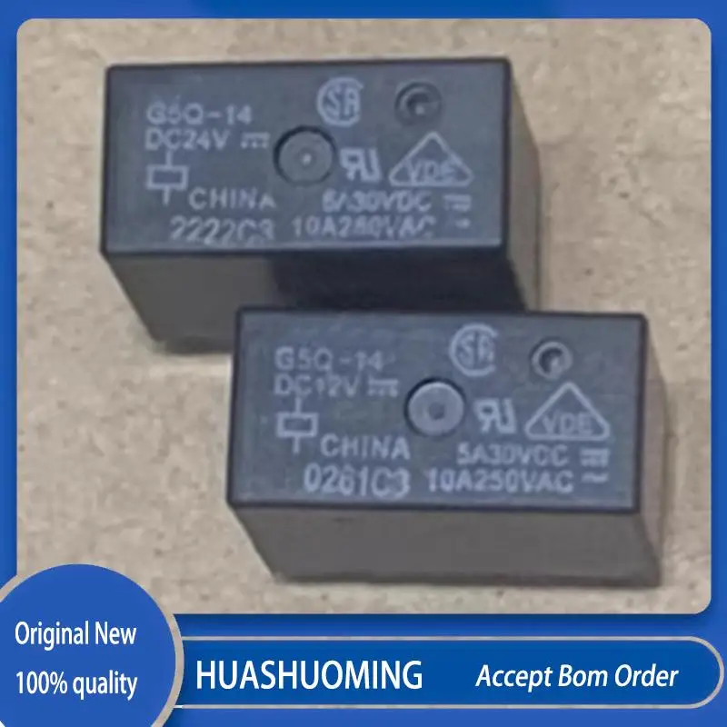 10Pcs/Lot New  10A DC24V 5PIN  G5Q-14   G5Q-14-DC24 G5Q-14-DC5V  G5Q-14-DC12V   DC12V   DC5V