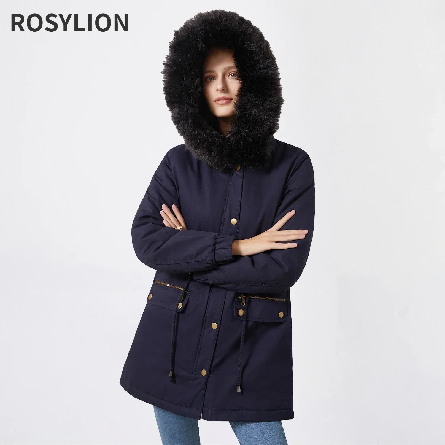 Women Winter Parkas Plush Velvet Cotton Coat Faux Fur Collar Hooded Warm Jacket Ladies Large Size Loose Fluffy Overcoat S-4XL