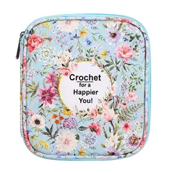 Floral Hand Knitting Kit, Crochet Hook Zip Waterproof Storage Bag, DIY Printing Storage Bag, Jumper Needle Set Storage Bag