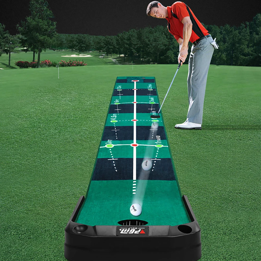 PGM Non Slip 3M Indoor Electric Single Hole Automatic Ball Return Golf Putter Trainer Foldable Golf Practice Mat Golf Green 골프