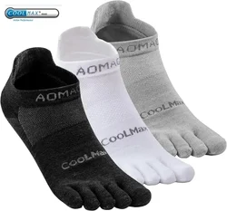 Toe Socks for Men and Women Athletic Running Coolmax Five Finger Ankle/Quarter Socks Breathable Quick dry Lightweight, 3 Pairs