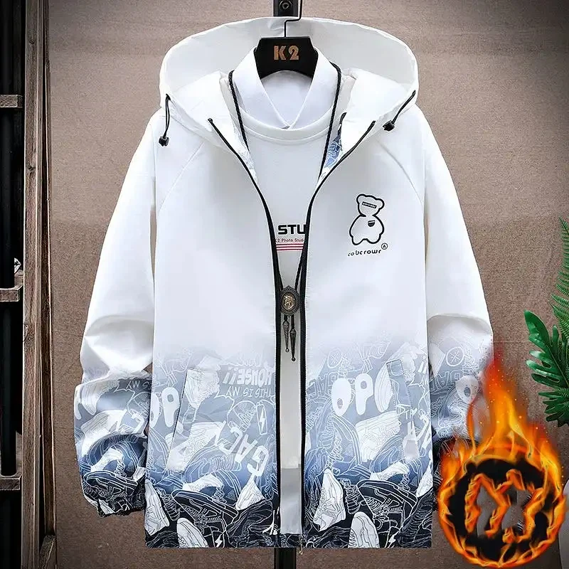 Мужская хлопковая куртка на плюшевой подкладке, зимняя повседневная свободная камуфляжная куртка, молодежная студенческая модная корейская парка