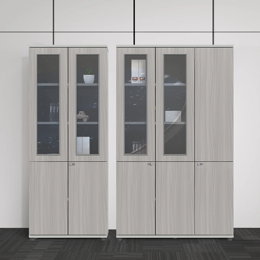

New Modern Wooden Office Cabinet Fashion Design Glass Door Locker Model Genoa Office Furniture