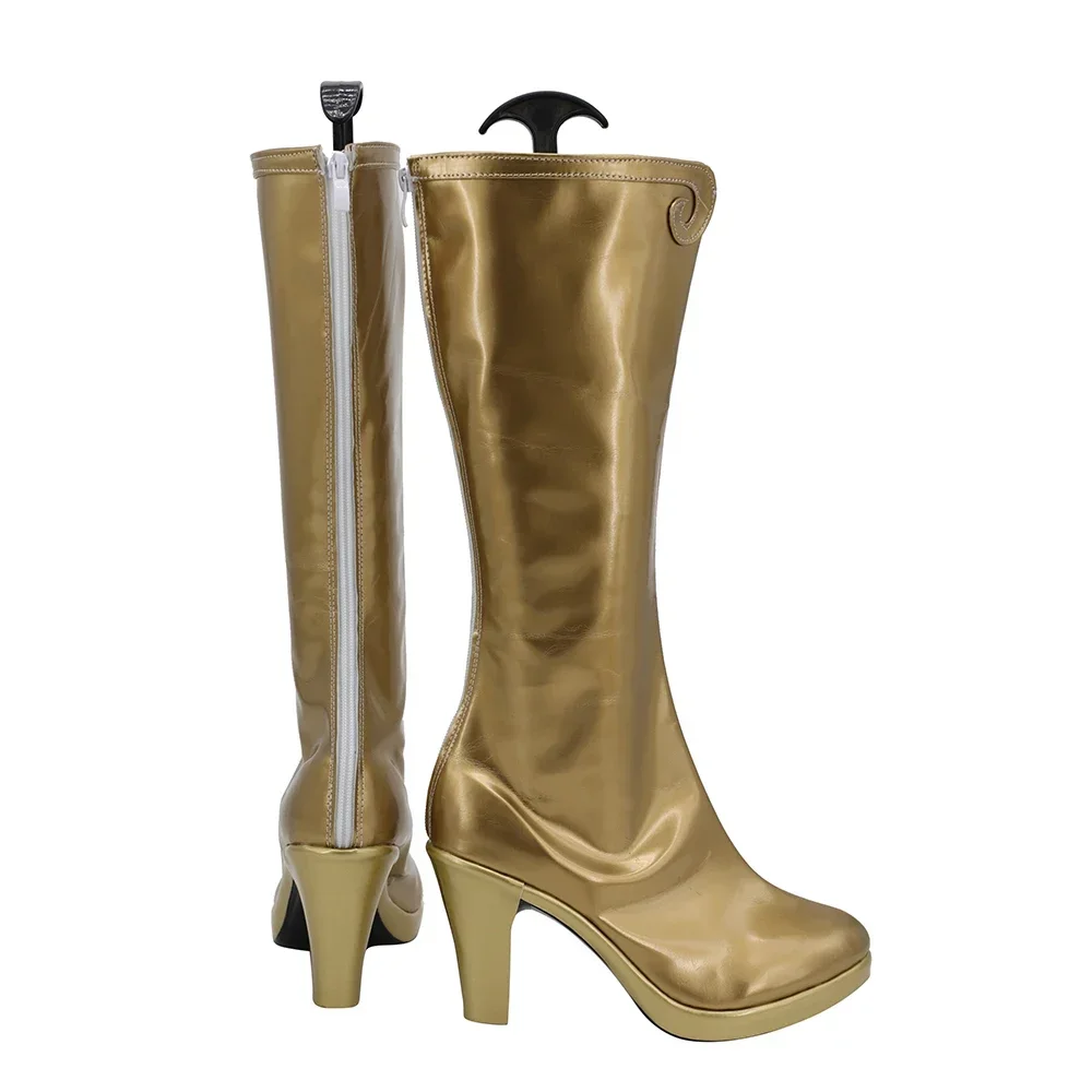 Botas de cosplay She-Ra hechas a medida, tacón alto dorado, zapatos de disfraz de Anime de princesa del poder para mujer
