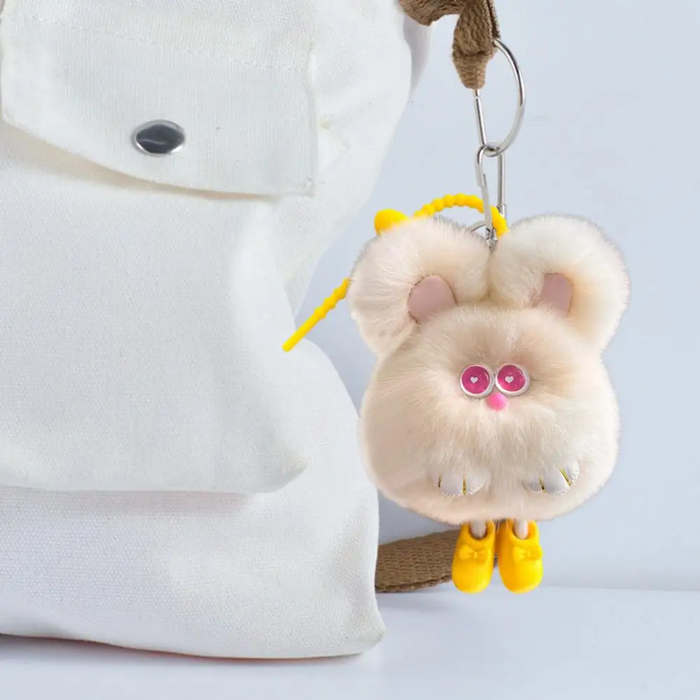 Soft Cute Bunny Keychain Cute Plush Rabbit Design Soft Comfortable Touch with Hanging Rope Plush Doll Keychain