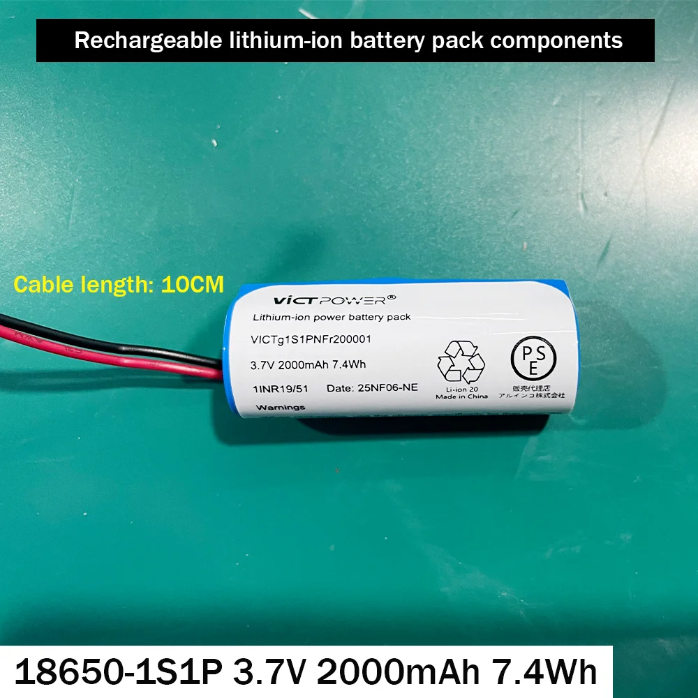 Selected 3.7v INR18650 2000mah Lithium Ion Rechargeable Battery Pack