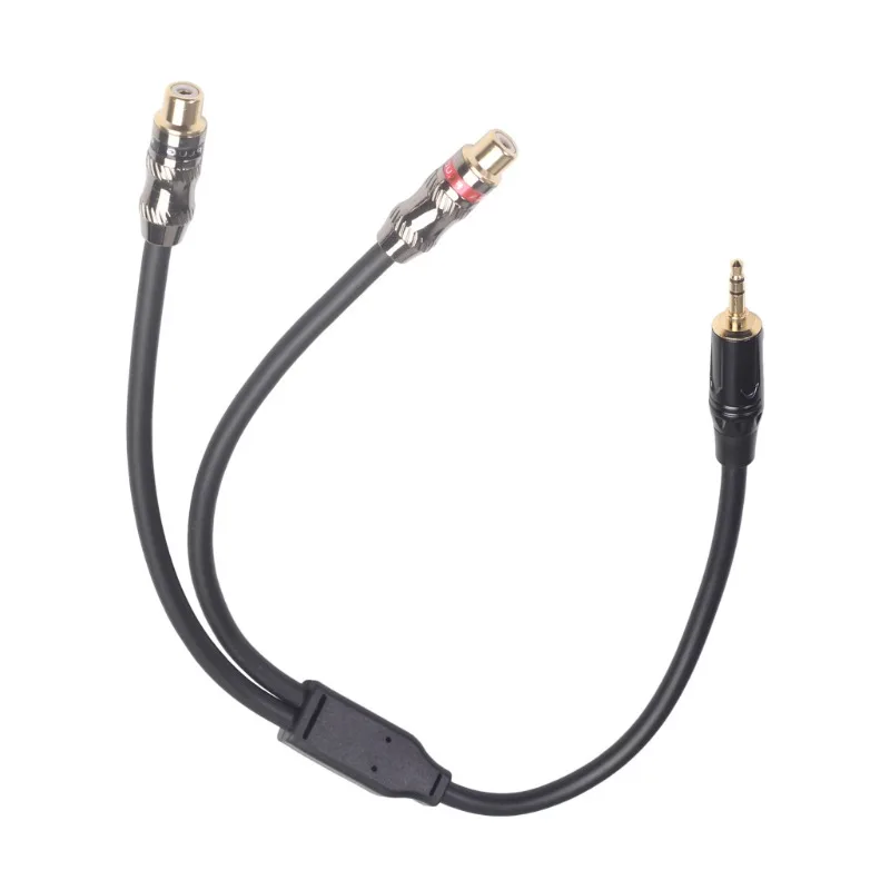 

0.3 Meters Bold HIFI Grade Double-layer Shielded Gold-plated Head 3.5 Male Turn Double RCA Female Head Audio Cable