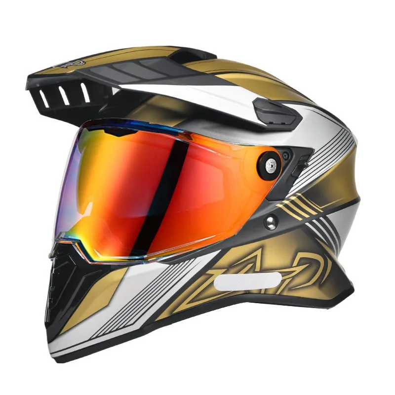 Motorcycle Rally Helmet Motor Long-distance Riding Four Seasons Full Helmet Double Lens Winter Cross-country Helmet Men Women