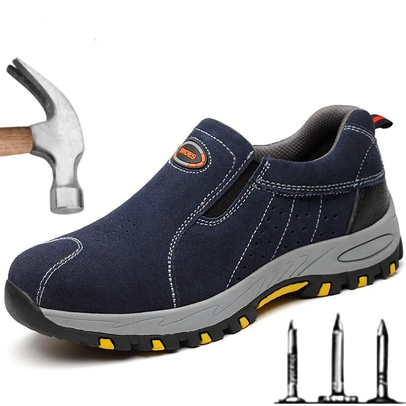 

Slip on Steel Toe Cap Anti Smashing and Anti Piercing Lazy Labor Protection Shoes Cowhide Breathable Insulation Safety Shoes
