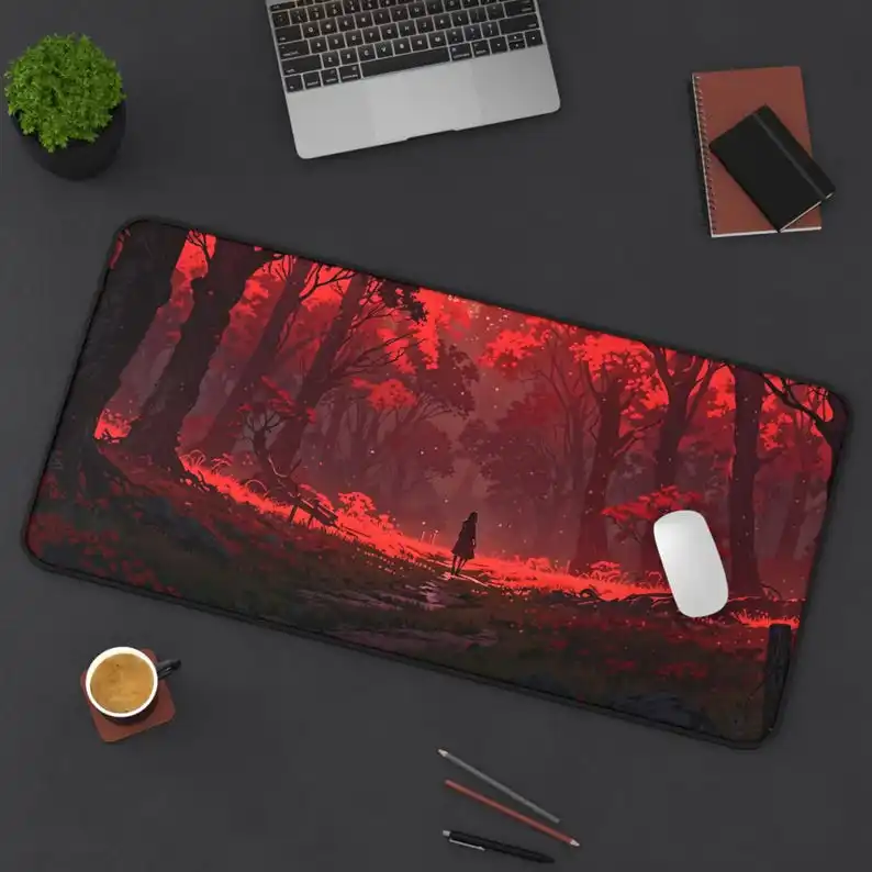 

Коврик для игрового стола Red Forest, коврик для мыши с пейзажем, нескользящие водонепроницаемые игровые коврики, подарок для украшения офиса, идеальный подарок для друзей