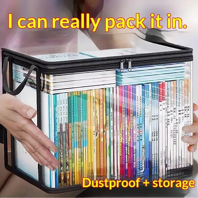 2Pcs Large Clear Thick Storage Bag With Hinged Lid Clothes Organizer Toys Storage Bag For Home Camping Travel Moving