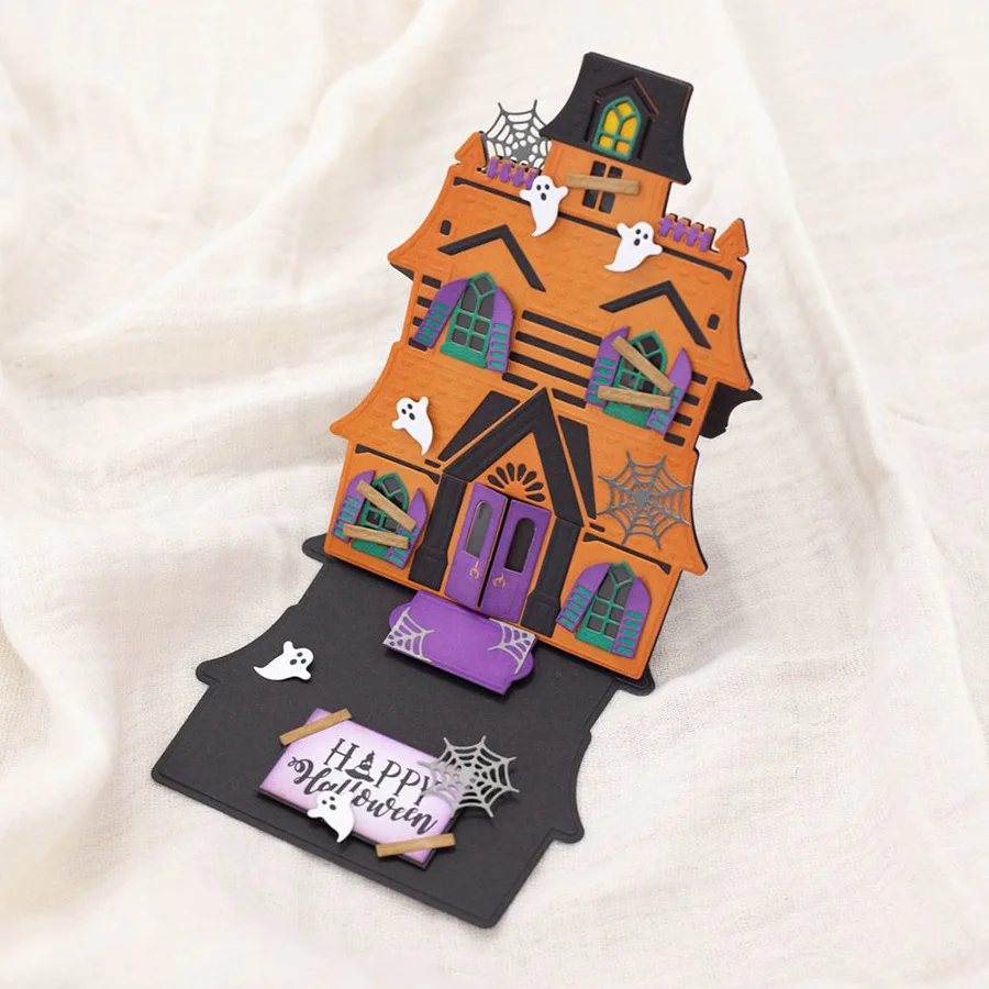 Halloween 3D Haunted house Dies Cuts for Card Making Scrapbooking Dies Metal Couple Cutting Dies new  Craft Border Dies