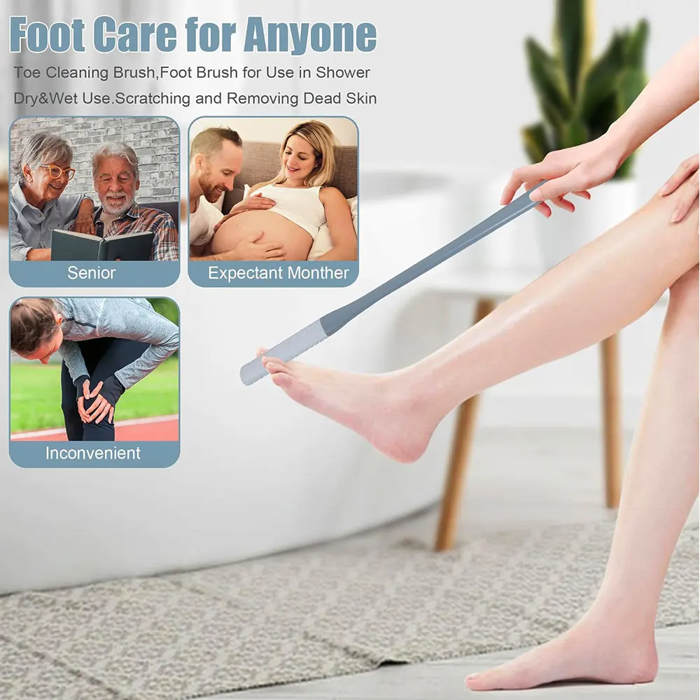 2 pcs Foot Scrubber for Pregnant Women, Toe Cleaning Brush, Exfoliating Silicone Brush, Remove Dead Skin, Foot Washing Tool