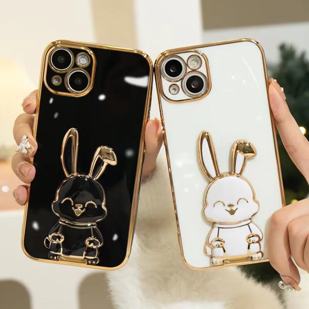 For Infinix Note 30 Pro Case Infinix Note 30 Pro note 30i Infinix Note 30 5G Phone case Cute Rabbit Holder Bracket Plating Cover