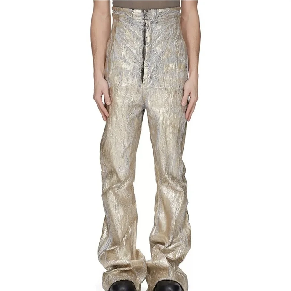 

Тенденция женских джинсов 2026. Чистый хлопок, золотая фольга, молния, высокая талия, новая мода Y2K, высококачественный, универсальный бюстгальтер для брюк.