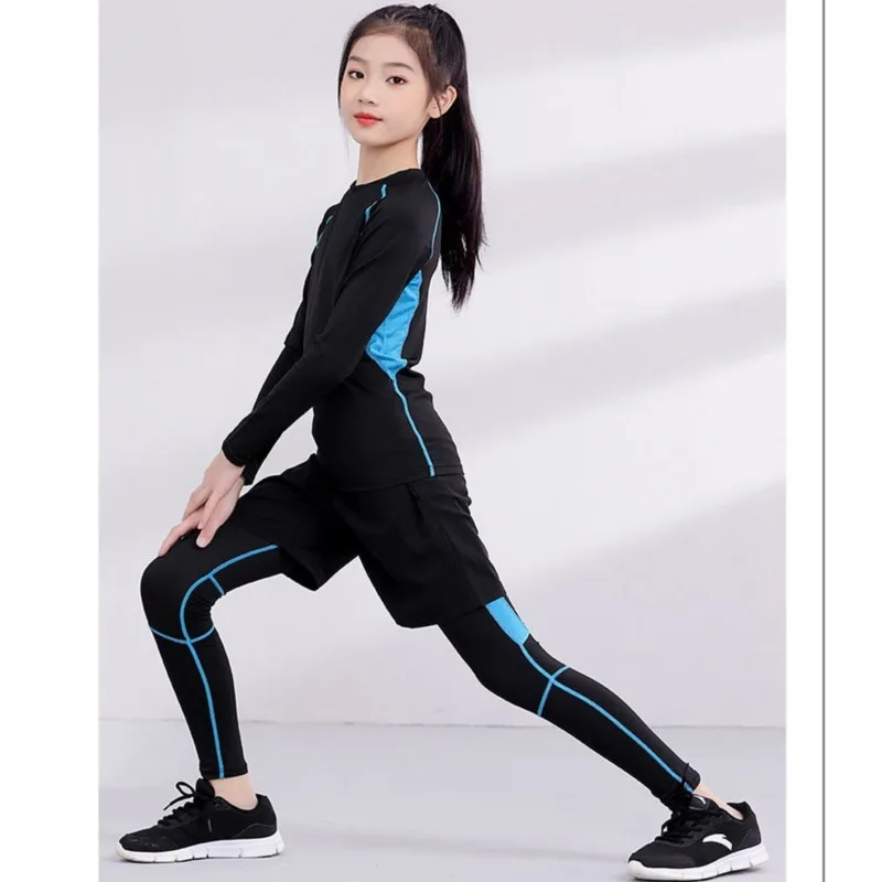 Kids Running Set Children Boy Girl Men Women Fitness Basketball Football Sport Hiking Skiing Thermal Underwear Suit Tracksuit 02