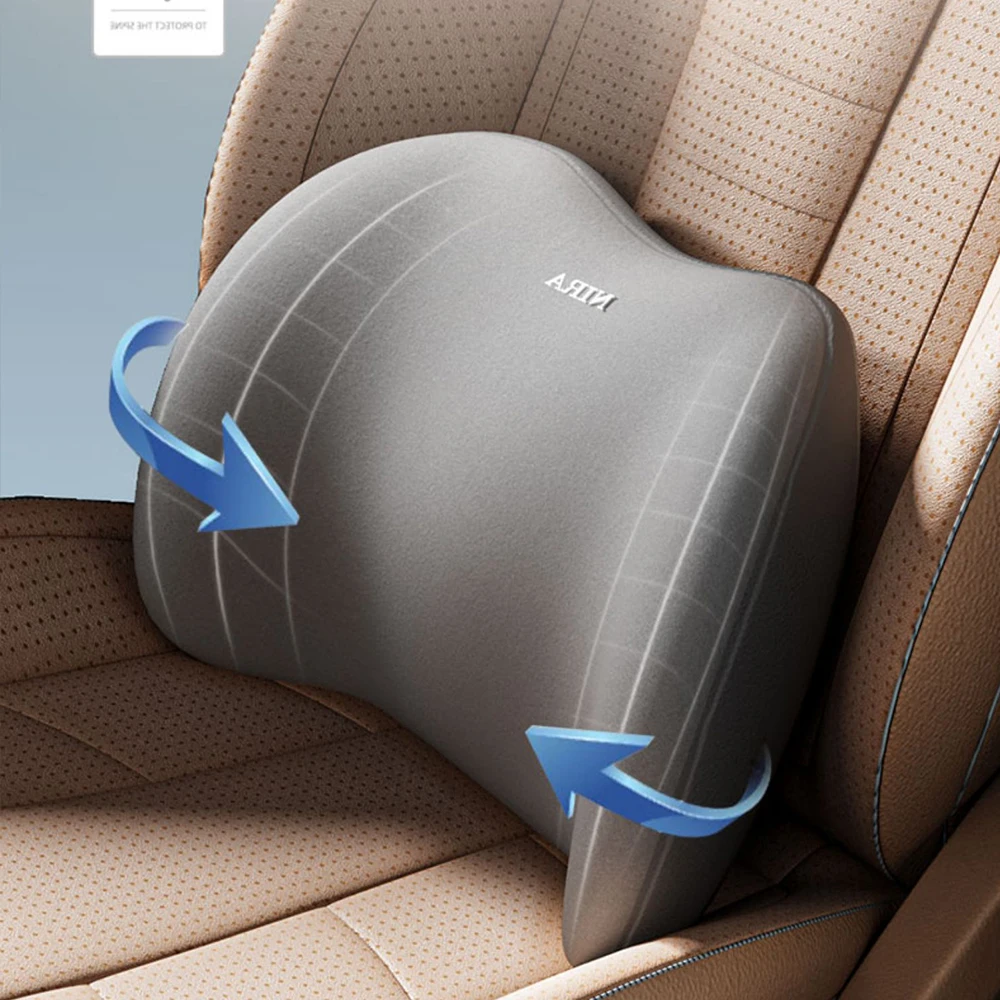 Car Seat Neck Pillow Adjustable Lumbar Support Headrest Waist lumbar Cushion Car Seat Memory Foam Car Travel Interior Accessorie
