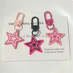 Fashion Rose Pink Color Y2k Star Key Chains Girls Punk Keychain Bag Car Ornaments Pendant Cartoon Versatile Keychain Bag Pendant