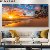 Modern Large Size Landscape Poster Wall Art Canvas Painting Sunset Beach Picture For Living Room Bedroom Home Decor No Frame