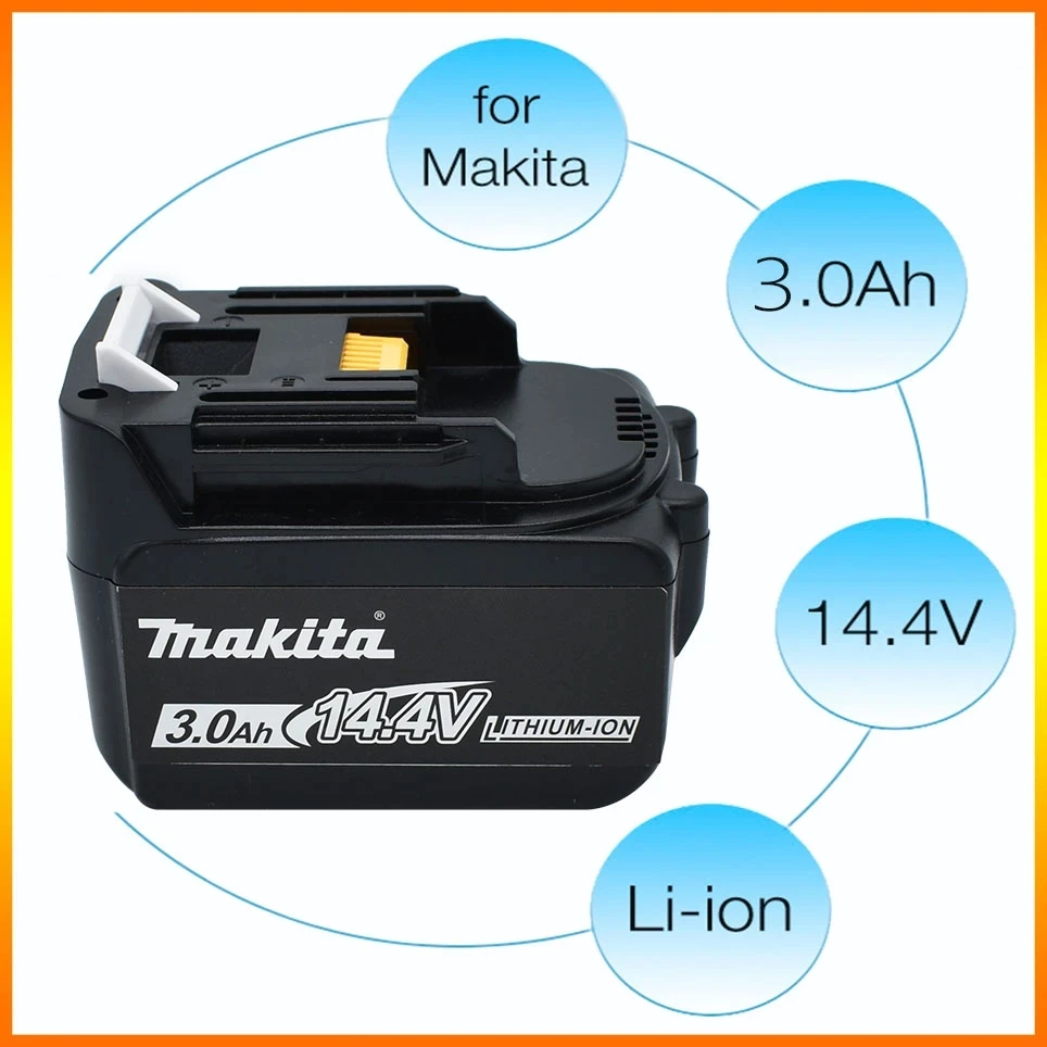 14.4V 3000mAh Makita BL1430 BL1415 BL1440 196875-4 194558-0 195444-8 3.0Ah 14.4V Makita rechargeable battery for LED indicator