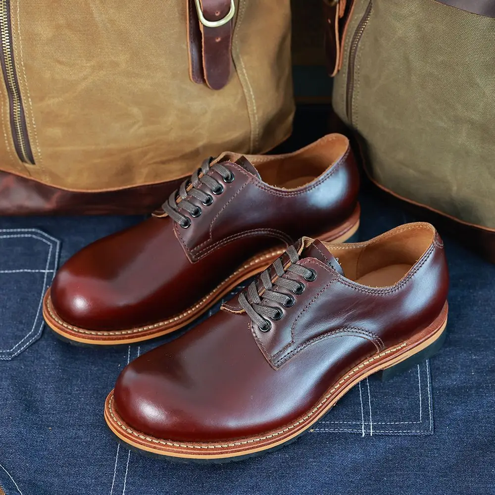 Durable Goodyear Motorcycle Durable Traditional Boots Retro Oil Leather Red Punk Men's Cowhide Low Top Shoes
