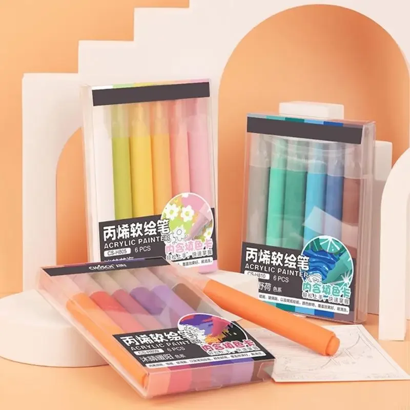 

6 цветов, акриловая ручка с кисточкой, маркер, акриловая краска, маркер для рисования, изготовления карт для скрапбукинга, 896C