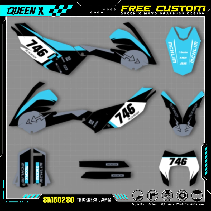 

Queen X MOTOR Motorcycle Graphics Background Decals Stickers Kits For KTM LC4 SMC690 2008 2009 2010 2011 007
