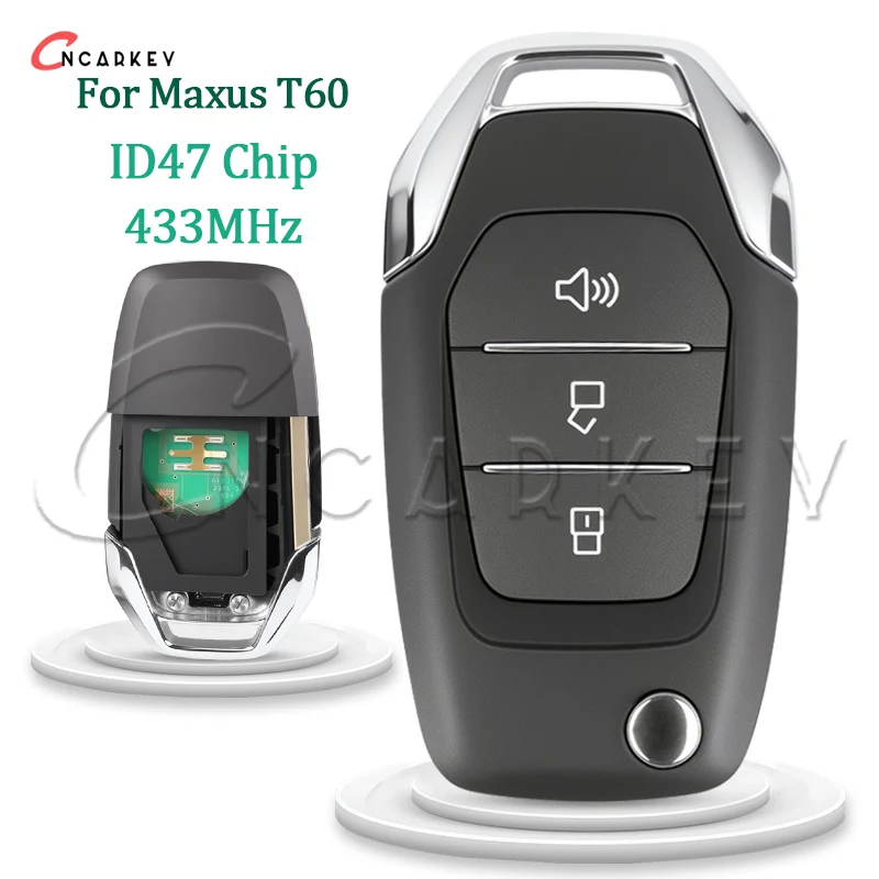

Original Car Key Fob For Maxus T60 Pick Up 433Mhz ID47 HITAG3 7961X Chip Flip With Logo 3 Buttons OEM Folding Remote Folding