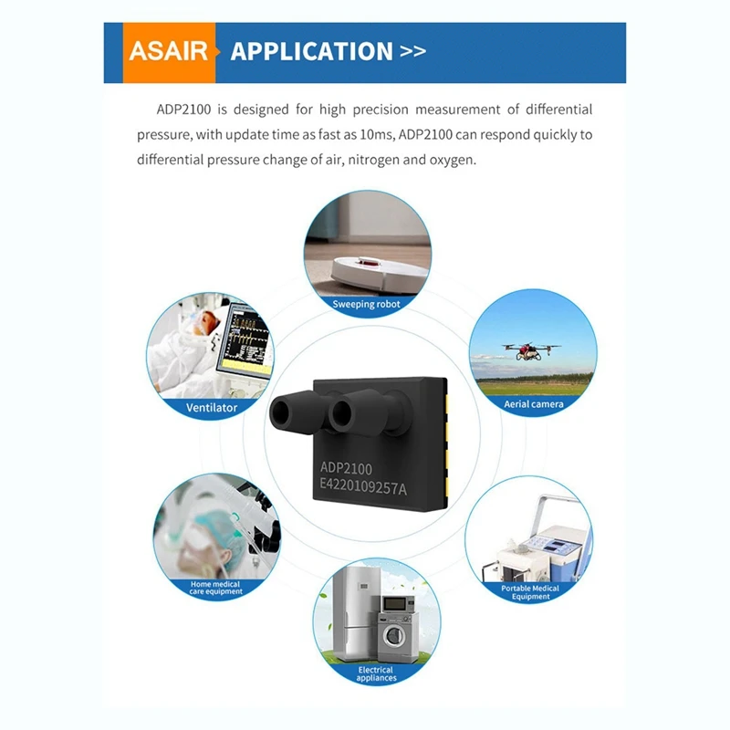 ASAIR ADP2100 -500-+500Pa Digital Gas Differential Pressure High-Precision Sensor Replacement Parts Accessories