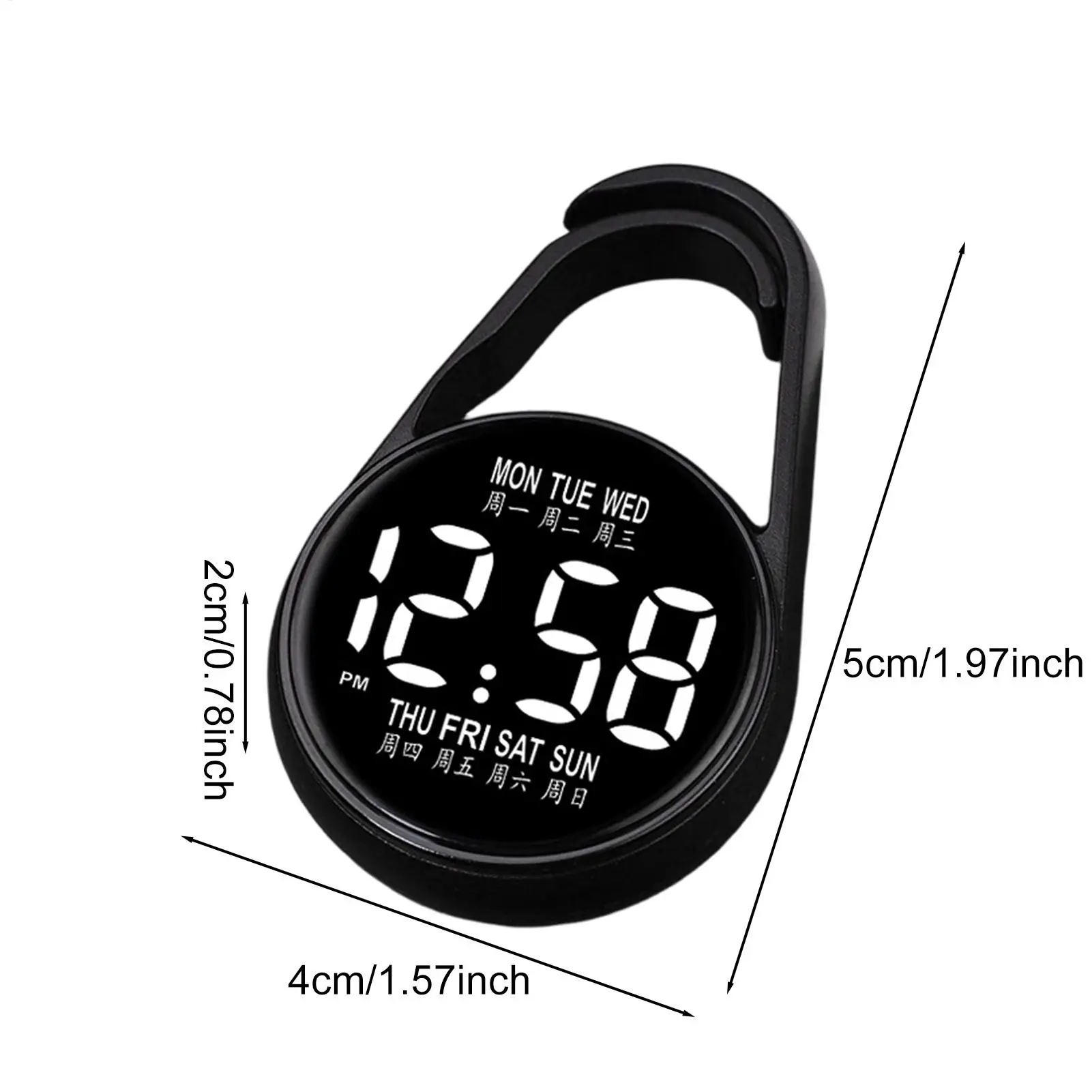 Digital Pocket Watch with LED Light Waterproof Electronic Keyring Watch Night Glow Small Pocket Watch for Travel Commuting Exam view 6