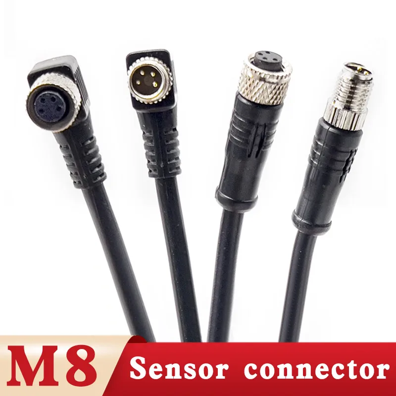 

Curved Straight Head M8 Sensor Waterproof Connector Cable Industrial 3 4 6 8 Pin Injection Molded Aviation Male Female Plug Line
