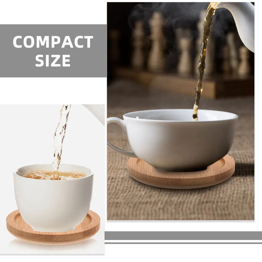 12pcs Round Bamboo Drink Coasters – Heat-Insulated Cup Mats for Tea, Office, Desk & Outdoor Decor