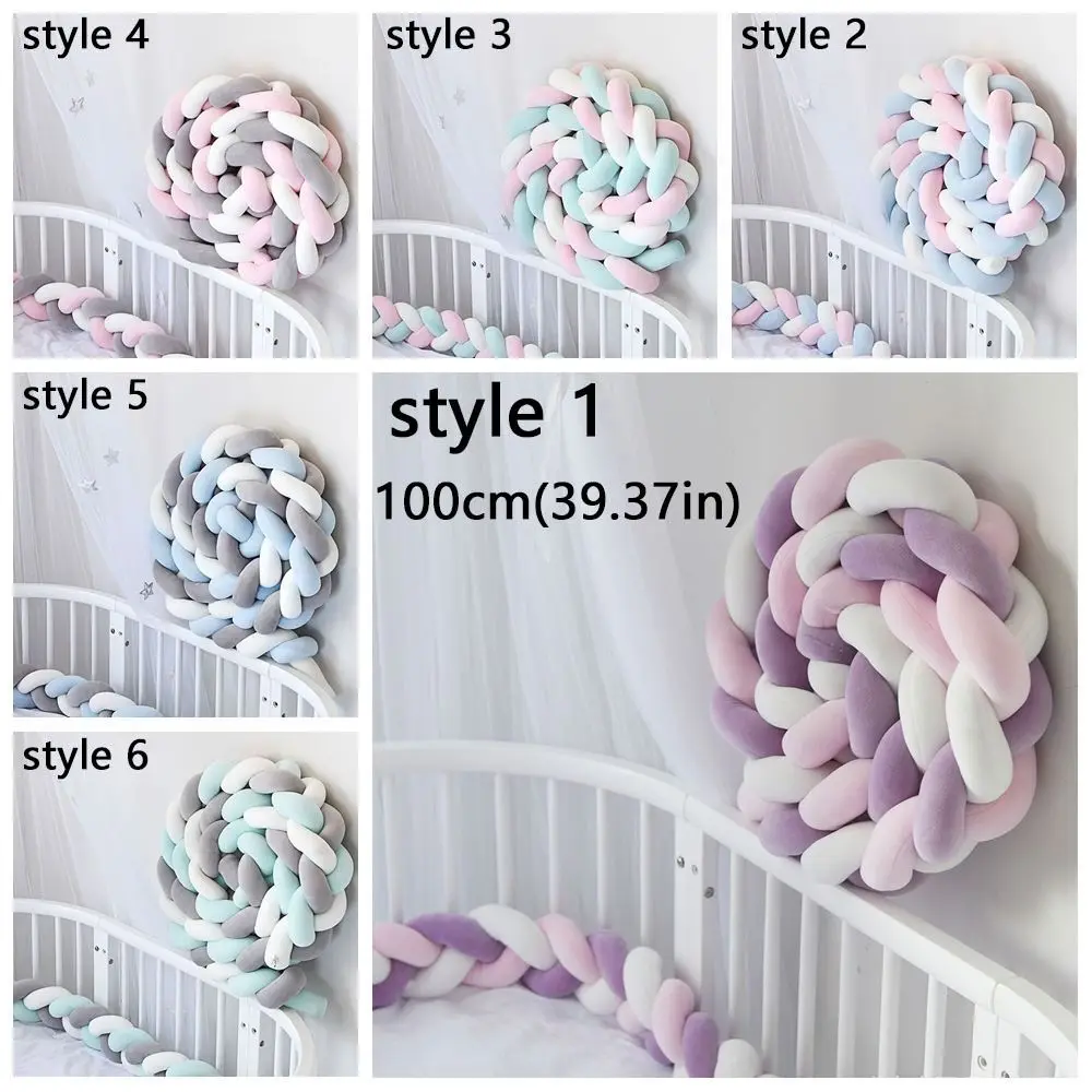Decorative Handmade Cot Bumper Soft Plush Breathable Braided Pillow Anti-Collision Washable Crib Protector Baby Bed