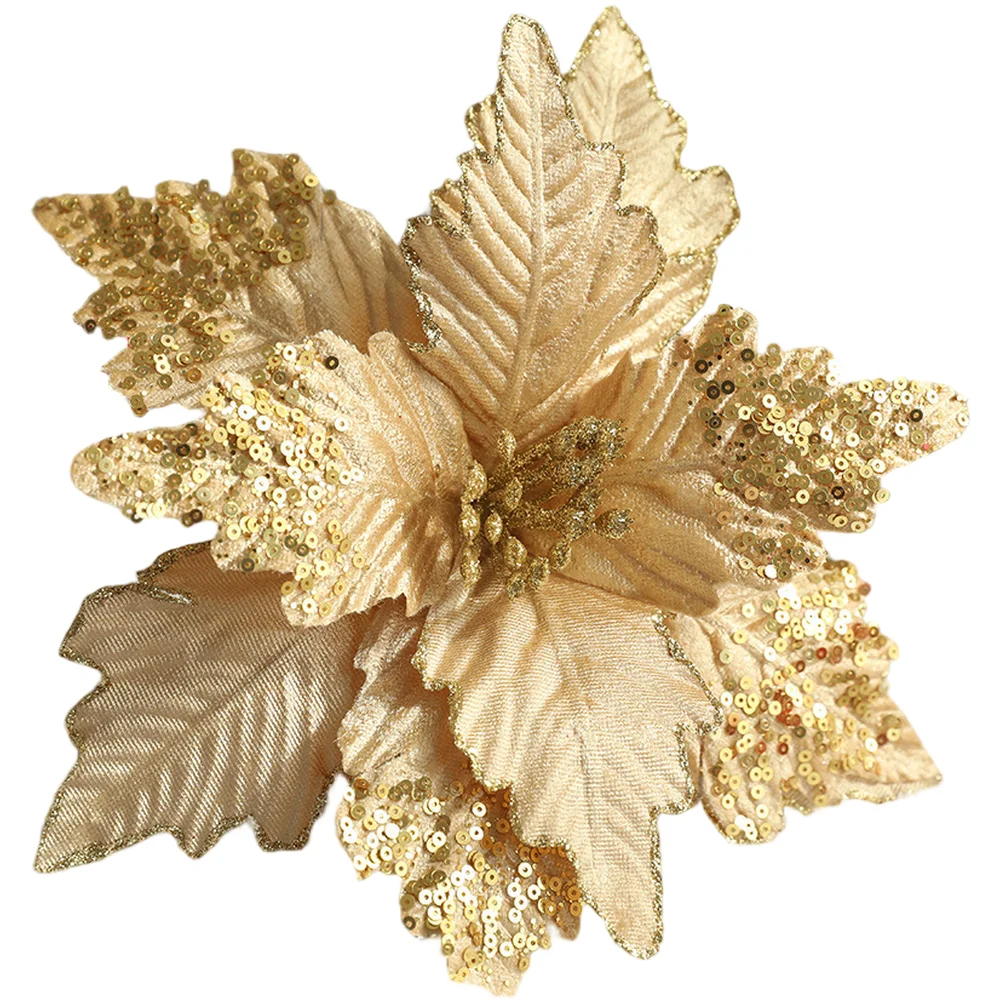 Handcrafted Blue Gold Red Christmas Flower Decoration Large Sequin Floral Arrangement For Holiday Party Home Ornaments
