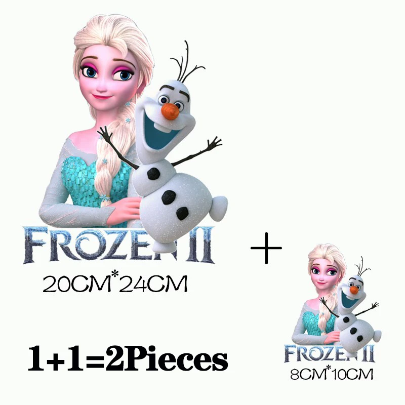 2Pcs/Lot Frozen Disney Iron On Patches Ironing Applications For Children\'s Clothing Heat Thermal Transfer Fusible TShirt Sticker