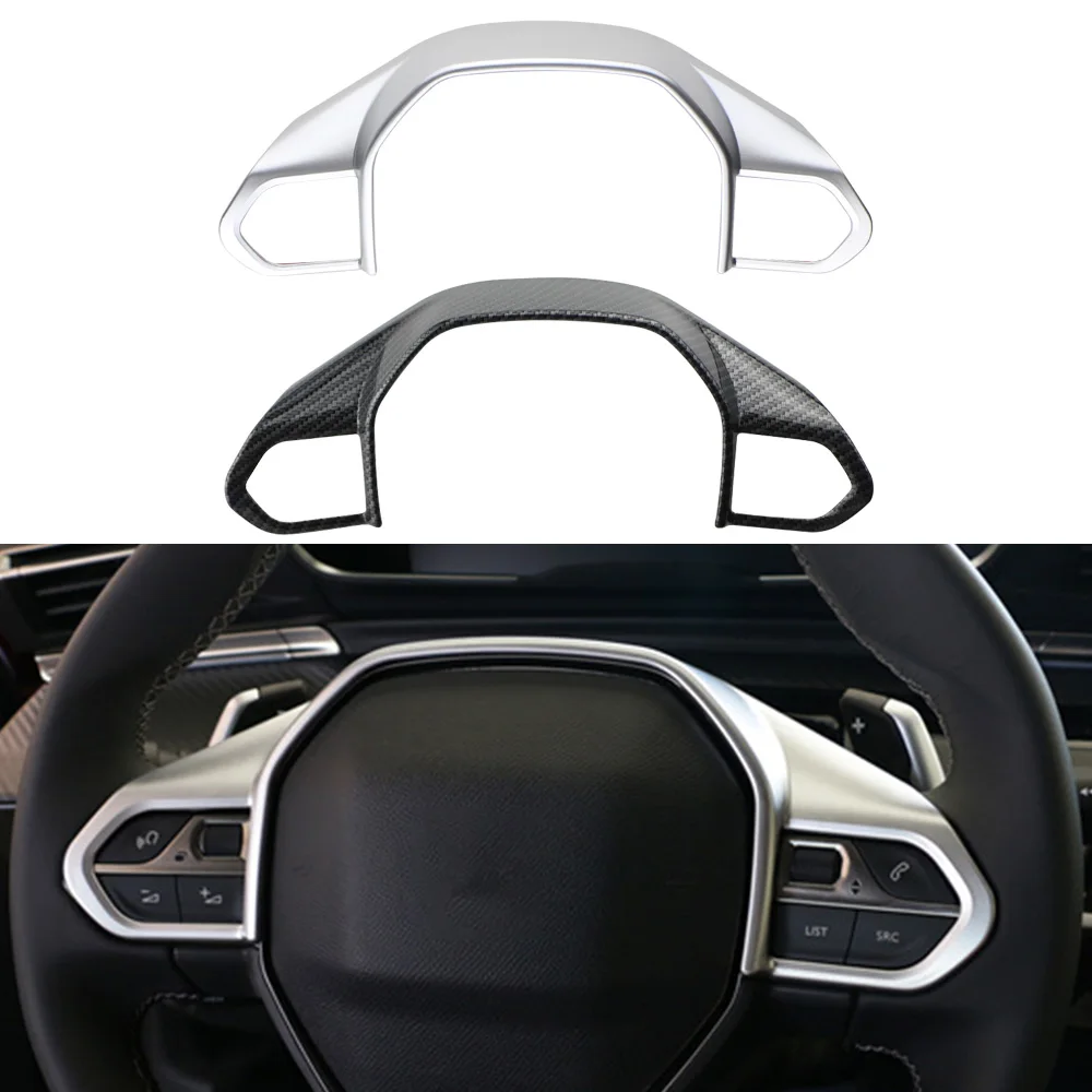 For Peugeot 3008 GT 4008 5008 ABS Carbon Fiber Sticker Steering Wheel Trim Decorative Frame Cover Car Styling