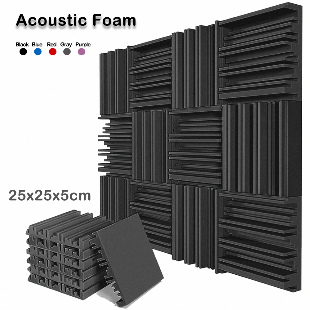 12/24Pcs 25x25x5cm Studio Acoustic Foam Panels Sound Creative Irregularity Soundproof Foam Sponge Pad Absorption KTV Room Wall