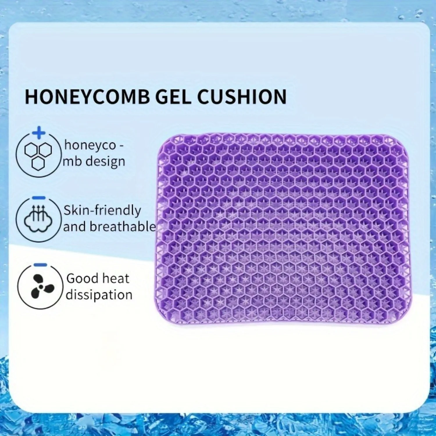 Cooling Gel Seat Cushion for Office Chair, Car Seat - Relieves Back, Sciatica, Tailbone Pain - Soft, Breathable Wheelchair Cushi