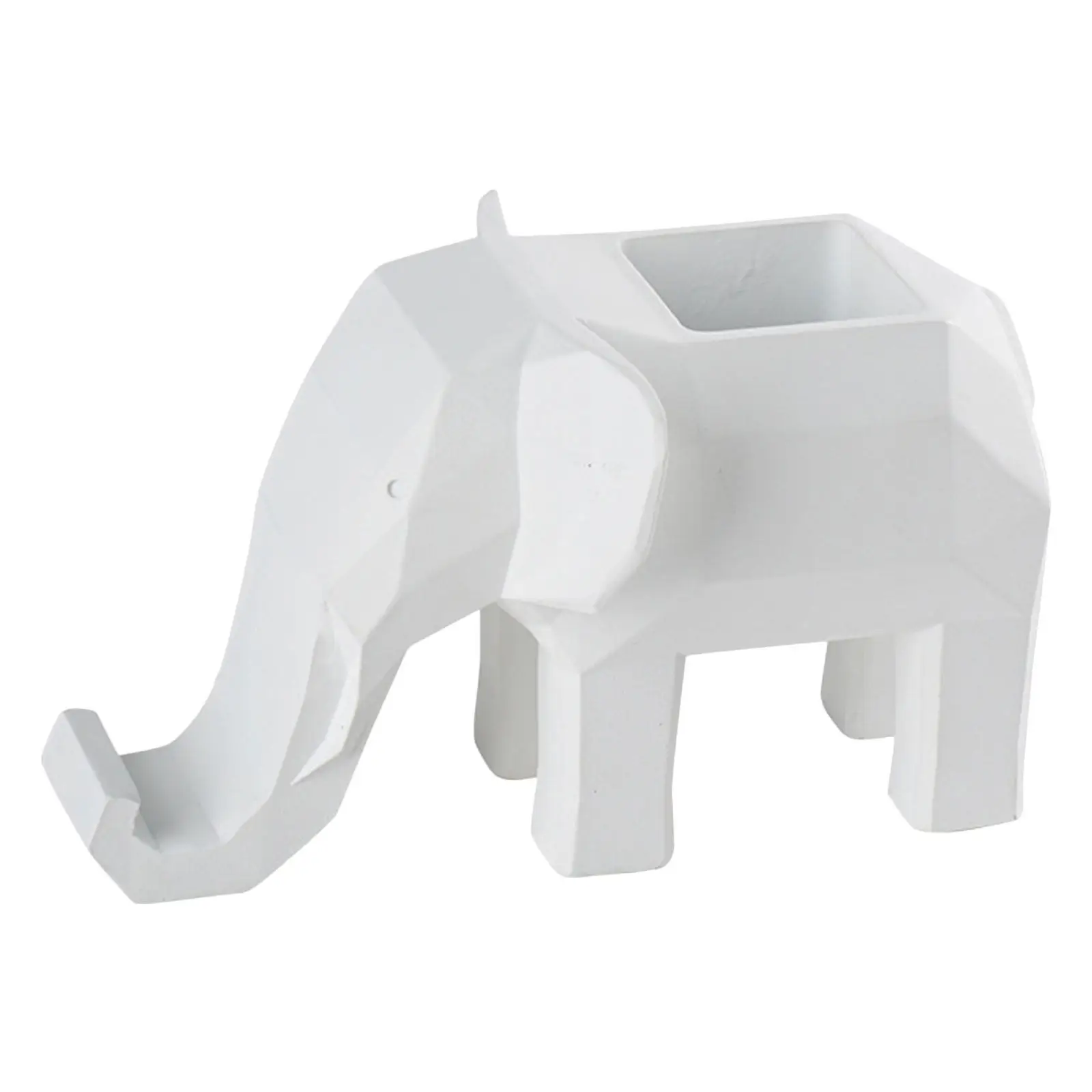 Elephant Shaped Resin Pen Holder Geometric Desk Organizer Phone Stand Stationery Container for Office Home Animal Pen Bucket