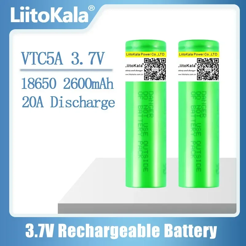 liitokala 3.7V 2600mAh VTC5A rechargeable Li-ion battery 18650 Akku US18650VTC5A 35A Toys flashlight