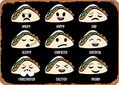  Taco Tacos  Face Vintage Look Metal Sign Art Prints Retro Gift 8x12 Inch