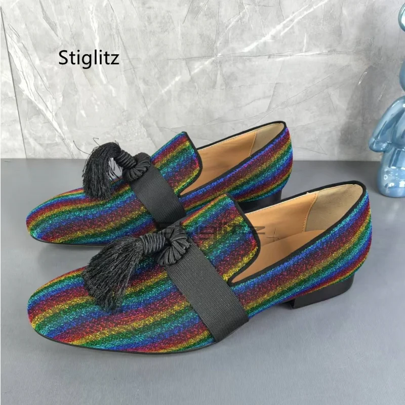 

Men's Multicolor Tassel Loafers Low-Heeled Round Toe Casual Shoes Formal Autumn Business Wedding Business Office Shoes for Men