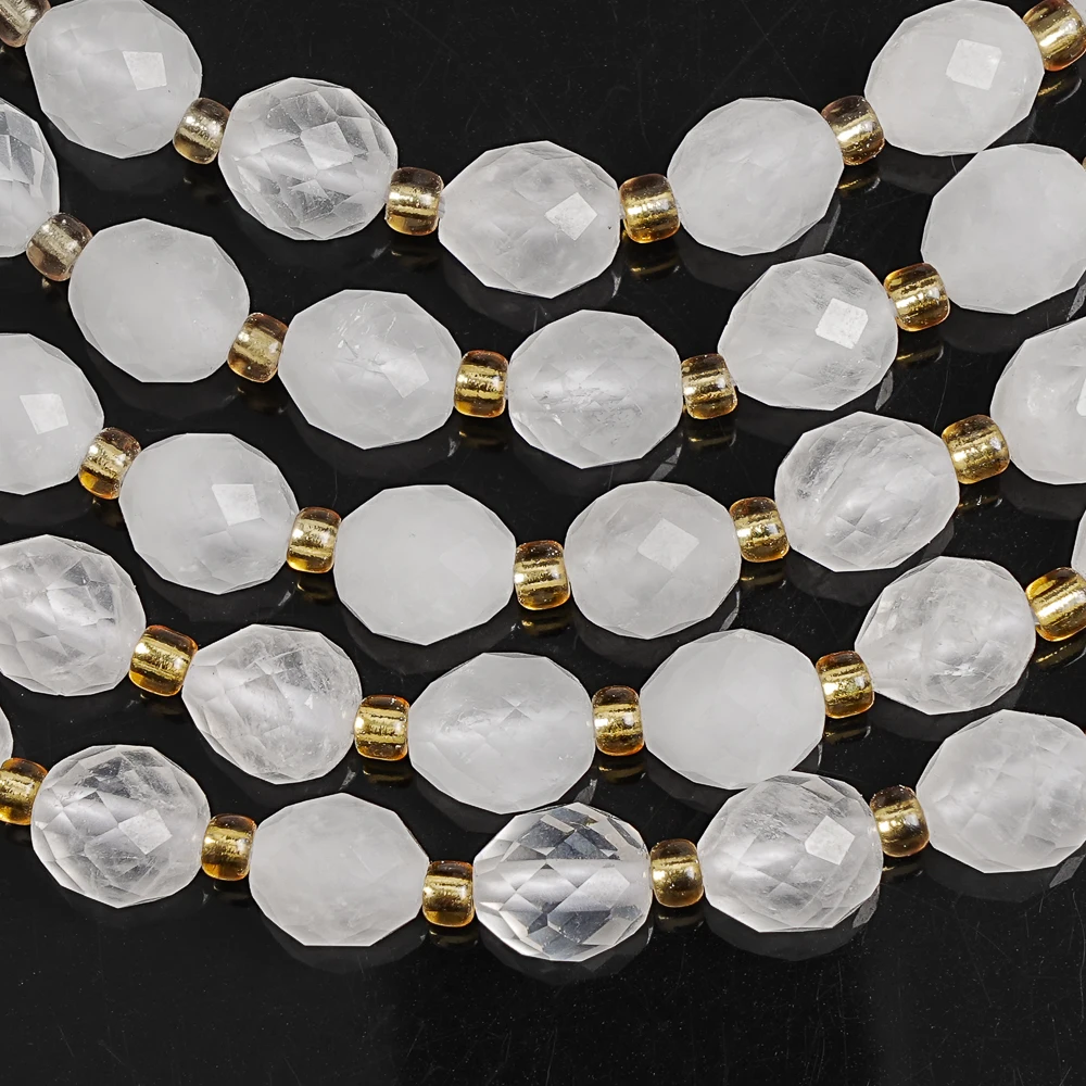 

Natural Faceted Angola Crystal Beads 8mm White Drum Shape Loose Beads for Jewelry Making DIY Bracelet Necklace