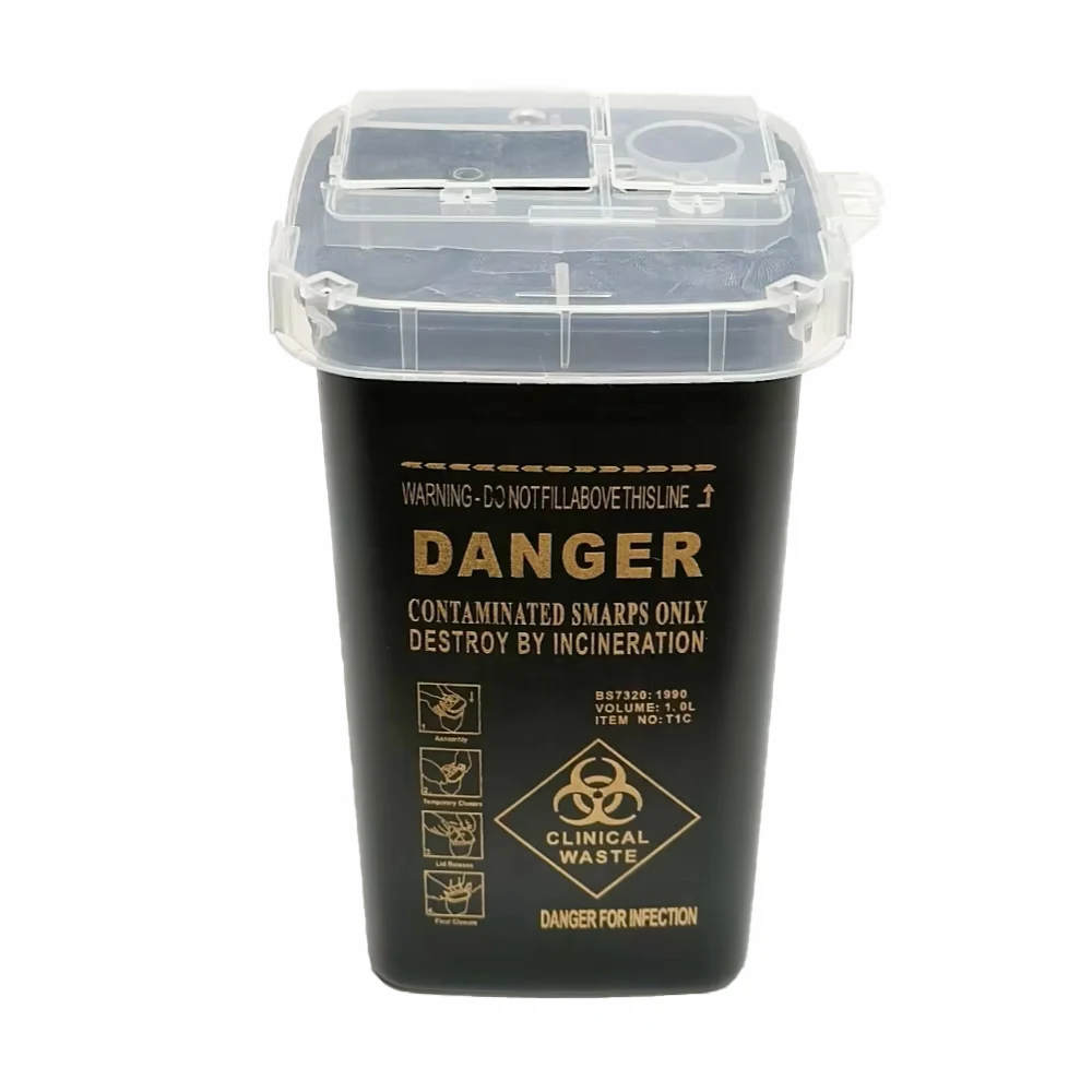 1L Tattoo Sharps Sammlung Eimer Augenbraue Trimmer Glas Fragmente Lagerung Box Nadel Einweg Sharps Kunststoff Behälter